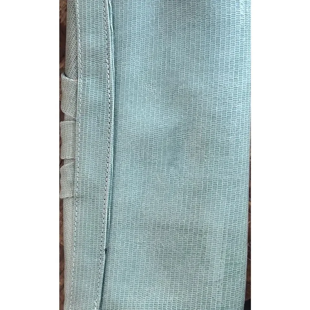 Lauren Merkin Large Caroline Lizard Pleated Leather Clutch Envelope Bag Green